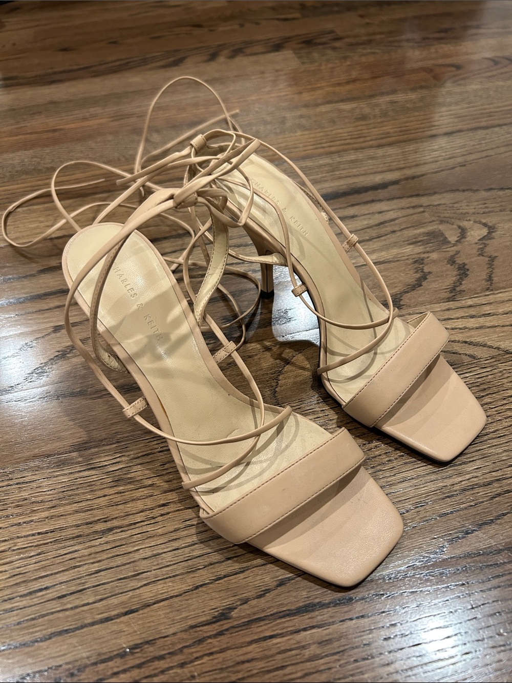 Charles & Keith Beige Heeled Sandals